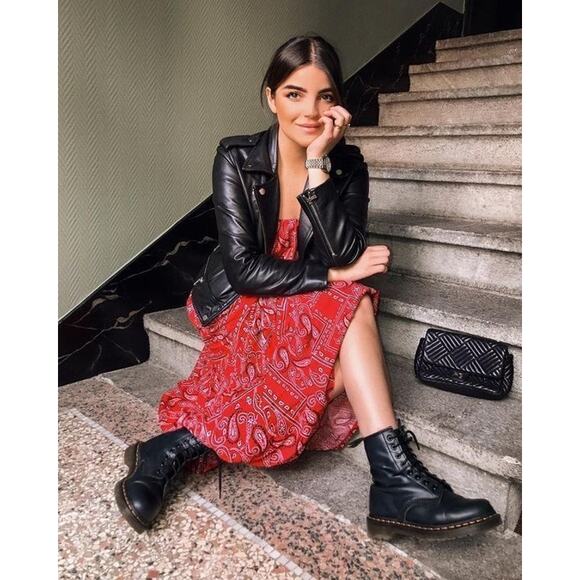 Dr. Martens 1460 Pascal Chain Black Leather Combat Boots | Punk Grunge Classic - Picture 8 of 16